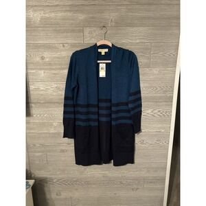New Womens Michael Kors Basics Knit Wrap Sweater‎ Size M Midnight Blue MSRP $150